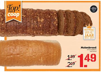 Aanbiedingen Molenbrood wit of waldkorn heel brood - Molenbrood - Geldig van 14/08/2017 tot 20/08/2017 bij Coop