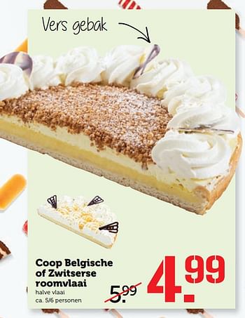 Aanbiedingen Coop belgische of zwitserse roomvlaai - Huismerk - Coop - Geldig van 14/08/2017 tot 20/08/2017 bij Coop