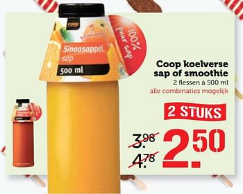 Aanbiedingen Coop koelverse sap of smoothie - Huismerk - Coop - Geldig van 14/08/2017 tot 20/08/2017 bij Coop