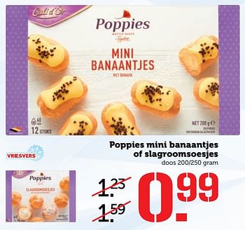 Aanbiedingen Poppies mini banaantjes of slagroomsoesjes - Poppies - Geldig van 14/08/2017 tot 20/08/2017 bij Coop