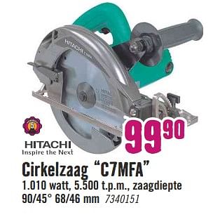 Aanbiedingen Hitachi cirkelzaag c7mfa - Hitachi - Geldig van 14/08/2017 tot 27/08/2017 bij Hornbach