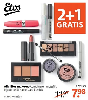 Aanbiedingen Alle etos make-up combineren mogelijk - Huismerk - Etos - Geldig van 14/08/2017 tot 27/08/2017 bij Etos