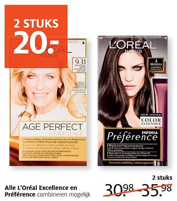 Aanbiedingen Alle l`oréal excellence en préférence - L'Oreal Paris - Geldig van 14/08/2017 tot 27/08/2017 bij Etos