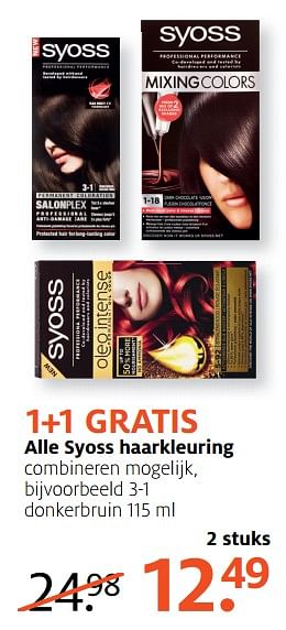 Aanbiedingen Alle syoss haarkleuring - Syoss - Geldig van 14/08/2017 tot 27/08/2017 bij Etos