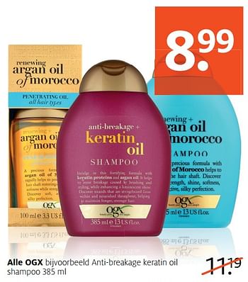 Aanbiedingen Alle ogx bijvoorbeeld anti-breakage keratin oil shampoo - OGX - Geldig van 14/08/2017 tot 27/08/2017 bij Etos