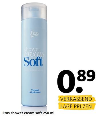 Aanbiedingen Etos shower cream soft - Huismerk - Etos - Geldig van 14/08/2017 tot 27/08/2017 bij Etos