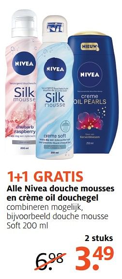Aanbiedingen Alle nivea douche mousses en crème oil douchegel - Nivea - Geldig van 14/08/2017 tot 27/08/2017 bij Etos