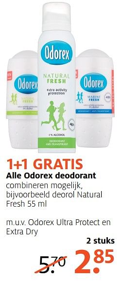 Aanbiedingen Alle odorex deodorant - Odorex - Geldig van 14/08/2017 tot 27/08/2017 bij Etos