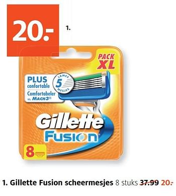 Aanbiedingen Gillette fusion scheermesjes - Gillette - Geldig van 14/08/2017 tot 27/08/2017 bij Etos