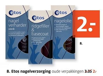 Aanbiedingen Etos nagelverzorging oude verpakkingen - Huismerk - Etos - Geldig van 14/08/2017 tot 27/08/2017 bij Etos