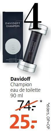 Aanbiedingen Davidoff champion eau de toilette - Davidoff - Geldig van 14/08/2017 tot 27/08/2017 bij Etos