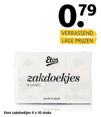 Aanbiedingen Etos zakdoekjes - Huismerk - Etos - Geldig van 14/08/2017 tot 27/08/2017 bij Etos