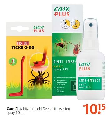 Aanbiedingen Care plus bijvoorbeeld deet anti-insecten spray - Care Plus - Geldig van 14/08/2017 tot 27/08/2017 bij Etos