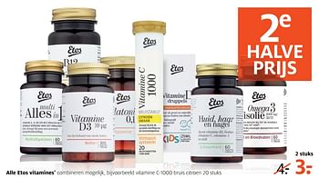 Aanbiedingen Alle etos vitamines - Huismerk - Etos - Geldig van 14/08/2017 tot 27/08/2017 bij Etos