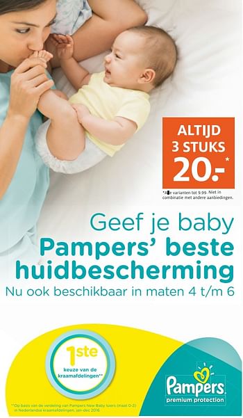 Aanbiedingen Geef je baby pampers beste huidbescherming - Pampers - Geldig van 14/08/2017 tot 27/08/2017 bij Etos