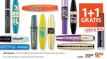 Aanbiedingen Alle mascara - Maybelline - Geldig van 14/08/2017 tot 27/08/2017 bij Etos