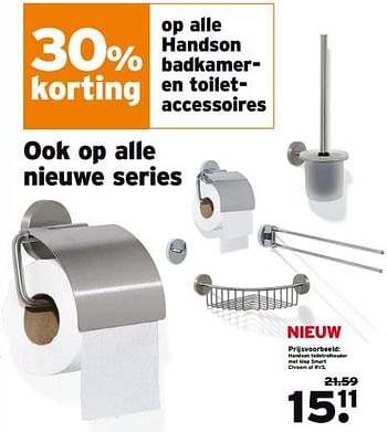 Aanbiedingen Handson toiletrolhouder met klep smart - Handson - Geldig van 14/08/2017 tot 27/08/2017 bij Gamma