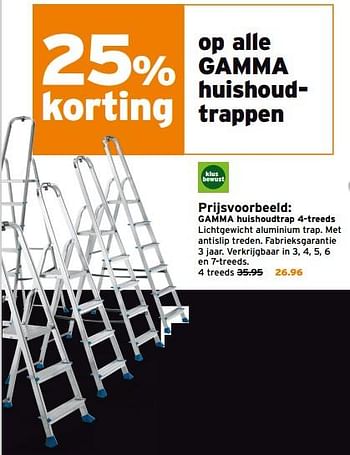 Aanbiedingen Gamma huishoudtrap 4-treeds - Huismerk - Gamma - Geldig van 14/08/2017 tot 27/08/2017 bij Gamma