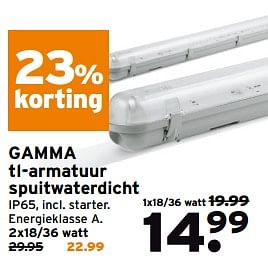 Aanbiedingen Gamma tl-armatuur spuitwaterdicht - Huismerk - Gamma - Geldig van 14/08/2017 tot 27/08/2017 bij Gamma