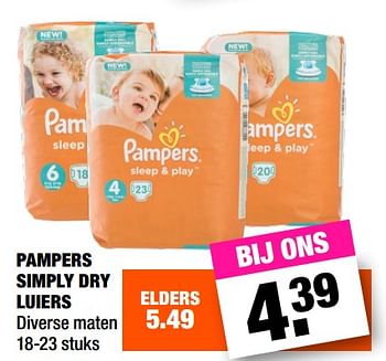 Aanbiedingen Pampers simply dry luiers - Pampers - Geldig van 14/08/2017 tot 27/08/2017 bij Big Bazar
