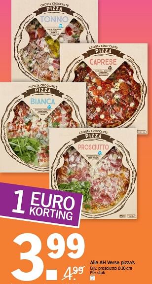 Aanbiedingen Ah verse pizza`s - Huismerk - Albert Heijn - Geldig van 14/08/2017 tot 20/08/2017 bij Albert Heijn