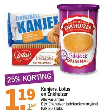 Aanbiedingen Kanjers, lotus en enkhuizer - Huismerk - Albert Heijn - Geldig van 14/08/2017 tot 20/08/2017 bij Albert Heijn