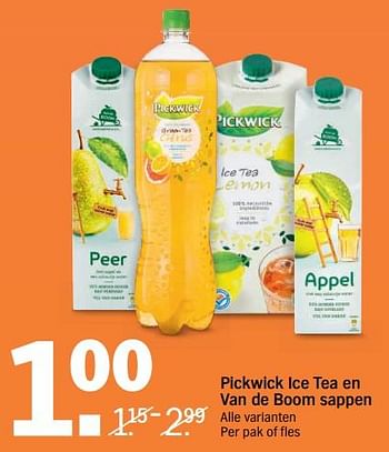 Aanbiedingen Pickwick ice tea en van de boom sappen - Huismerk - Albert Heijn - Geldig van 14/08/2017 tot 20/08/2017 bij Albert Heijn