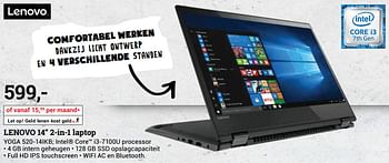 Aanbiedingen Lenovo 14 2-in-1 laptop yoga 520-14ikb - Lenovo - Geldig van 14/08/2017 tot 03/09/2017 bij BCC