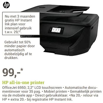 Aanbiedingen Hp all-in-one printer officejet 6950 - HP - Geldig van 14/08/2017 tot 03/09/2017 bij BCC