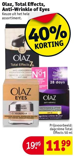 Aanbiedingen Dagcrème total effects - Olaz - Geldig van 15/08/2017 tot 20/08/2017 bij Kruidvat