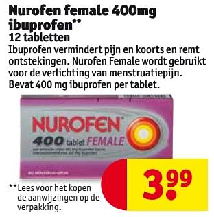 Aanbiedingen Nurofen female 400mg ibuprofen - Nurofen - Geldig van 15/08/2017 tot 20/08/2017 bij Kruidvat