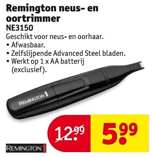 Aanbiedingen Remington neus- en oortrimmer ne3150 - Remington - Geldig van 15/08/2017 tot 20/08/2017 bij Kruidvat