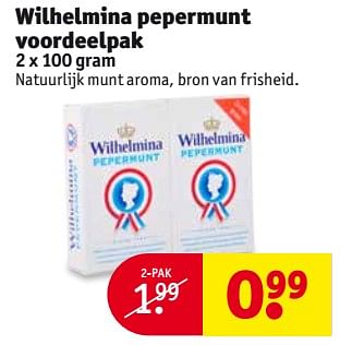 Aanbiedingen Wilhelmina pepermunt voordeelpak - Wilhelmina - Geldig van 15/08/2017 tot 20/08/2017 bij Kruidvat