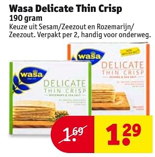 Aanbiedingen Wasa delicate thin crisp - Wasa - Geldig van 15/08/2017 tot 20/08/2017 bij Kruidvat