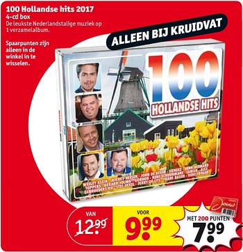 Aanbiedingen 100 hollandse hits 2017 - Huismerk - Kruidvat - Geldig van 15/08/2017 tot 20/08/2017 bij Kruidvat