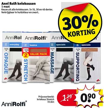 Aanbiedingen Anni rolfi kniekousen kniekous stretch - Anni Rolfi - Geldig van 15/08/2017 tot 20/08/2017 bij Kruidvat