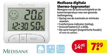 Aanbiedingen Medisana digitale thermo-hygrometer - Medisana - Geldig van 15/08/2017 tot 20/08/2017 bij Kruidvat