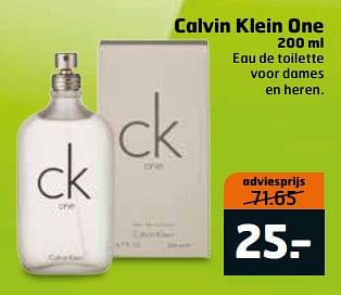 Aanbiedingen Calvin klein one - Calvin Klein - Geldig van 15/08/2017 tot 20/08/2017 bij Trekpleister