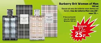 Aanbiedingen Burberry brit woman of men - Burberry Brit - Geldig van 15/08/2017 tot 20/08/2017 bij Trekpleister