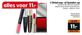 Aanbiedingen Lipstick palette color riche - L'Oreal Paris - Geldig van 15/08/2017 tot 20/08/2017 bij Trekpleister