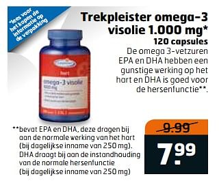 Aanbiedingen Trekpleister omega-3 visolie 1.000 mg - Huismerk - Trekpleister - Geldig van 15/08/2017 tot 20/08/2017 bij Trekpleister