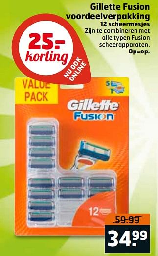 Aanbiedingen Gillette fusion voordeelverpakking - Gillette - Geldig van 15/08/2017 tot 20/08/2017 bij Trekpleister