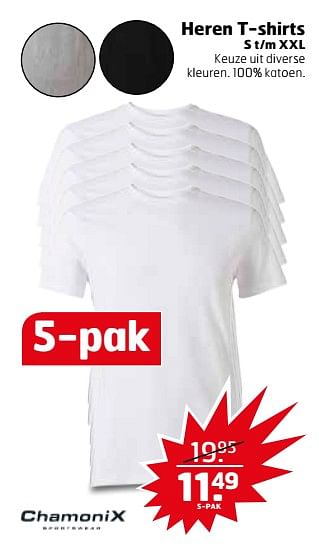 Aanbiedingen Heren t-shirts - Chamonix - Geldig van 15/08/2017 tot 20/08/2017 bij Trekpleister
