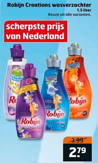 Aanbiedingen Robijn creations wasverzachter - Robijn - Geldig van 15/08/2017 tot 20/08/2017 bij Trekpleister