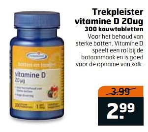Aanbiedingen Trekpleister vitamine d 20ug - Huismerk - Trekpleister - Geldig van 15/08/2017 tot 20/08/2017 bij Trekpleister