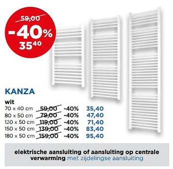 Aanbiedingen Kanza handdoekradiatoren - Vipera - Geldig van 01/08/2017 tot 27/08/2017 bij X2O
