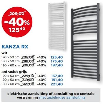 Aanbiedingen Kanza rx handdoekradiatoren - Vipera - Geldig van 01/08/2017 tot 27/08/2017 bij X2O