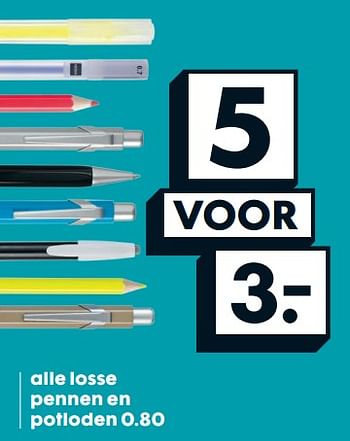 Aanbiedingen Alle losse pennen en potloden - Huismerk - Hema - Geldig van 28/08/2017 tot 10/09/2017 bij Hema