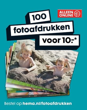Aanbiedingen 100 fotoafdrukken - Huismerk - Hema - Geldig van 28/08/2017 tot 10/09/2017 bij Hema