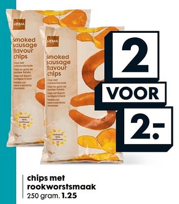 Aanbiedingen Chips met rookworstsmaak - Huismerk - Hema - Geldig van 28/08/2017 tot 10/09/2017 bij Hema